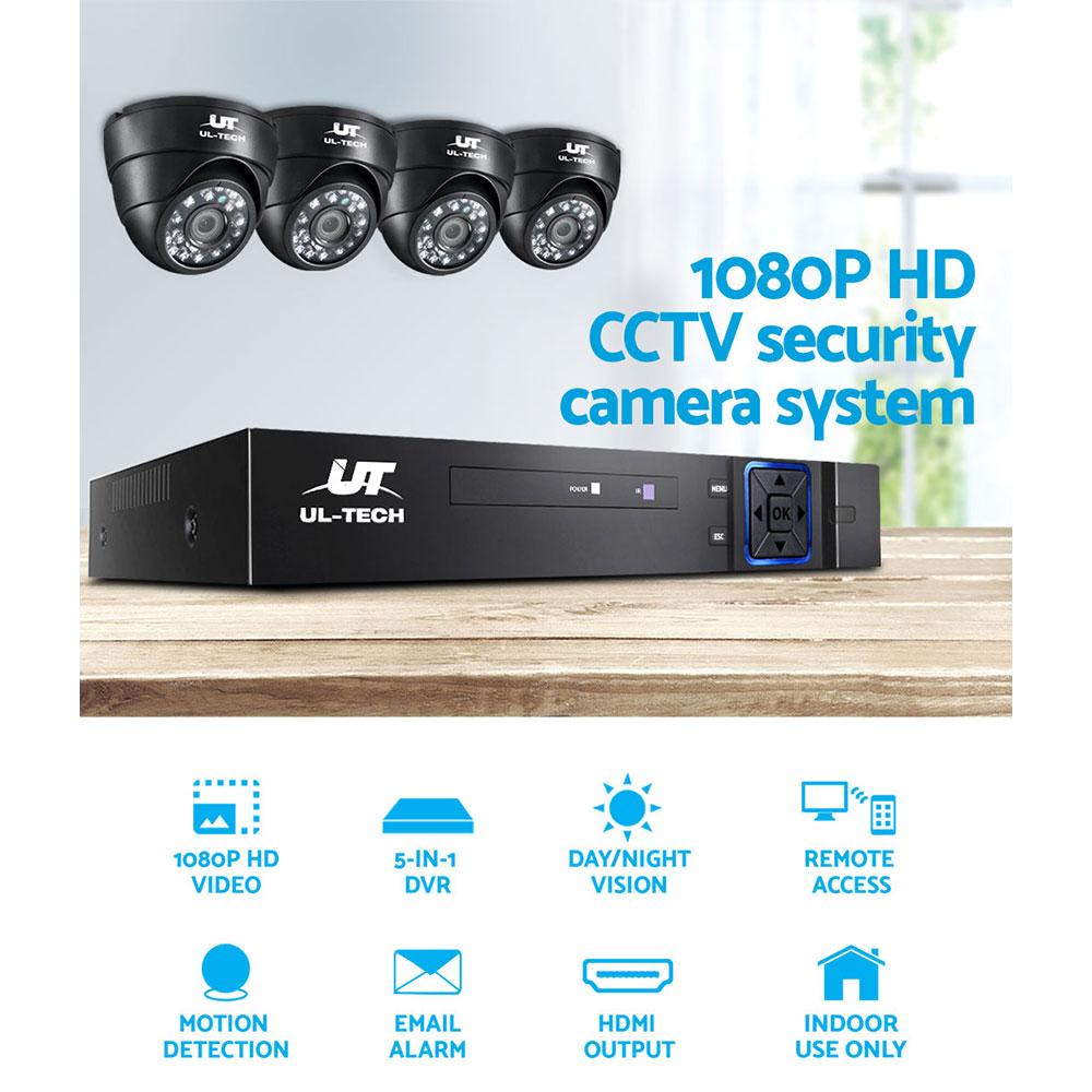 UL-Tech CCTV Security Camera System 8CH DVR 1080P - Day & Night Home Surveillance Solution Complete Home and Business Protection with 4 Cameras